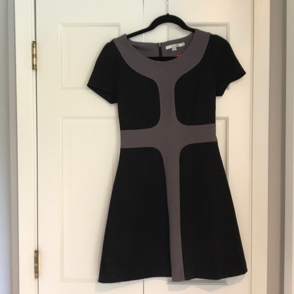 Boden black dress with trim